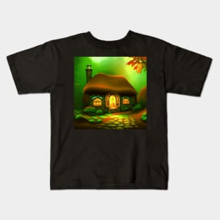 Fantasy Green House In a Greenery Scene, Fantasy Cottagecore artwork Kids T-Shirt